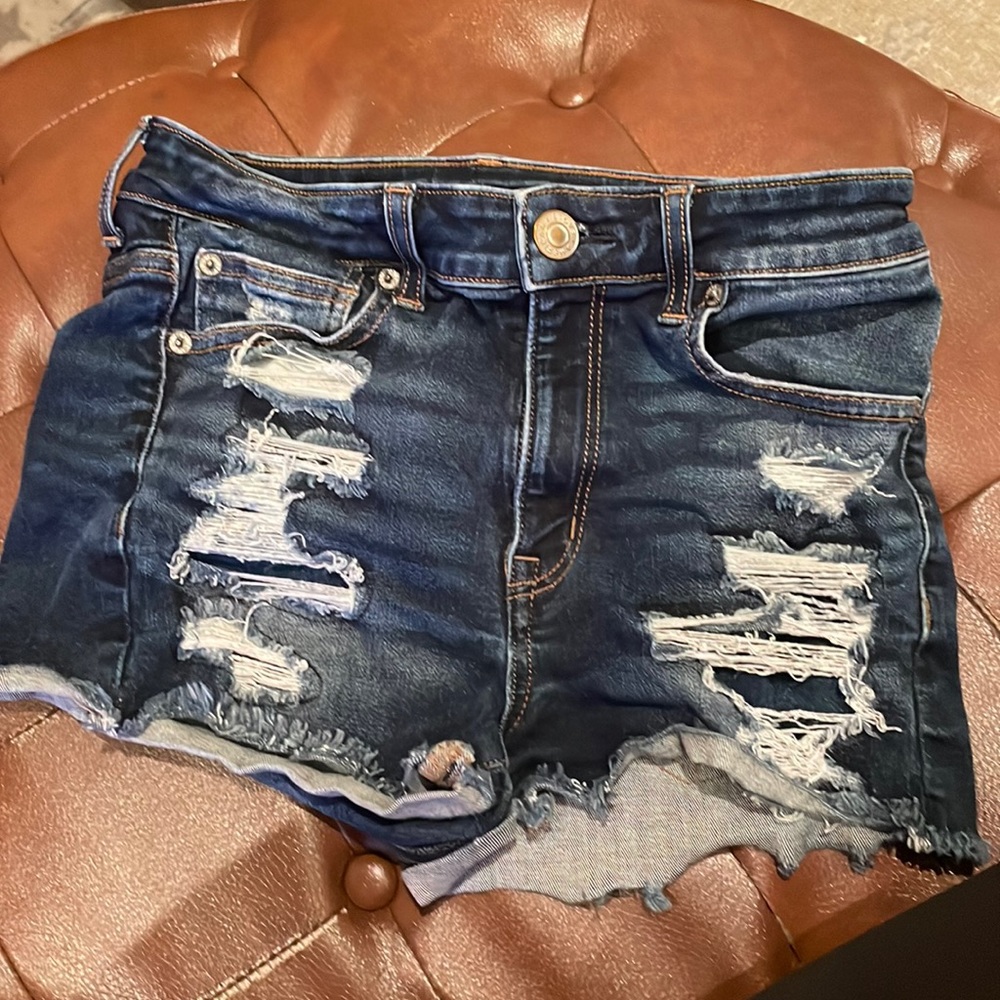 American Eagle hi-rise shortie denim shorts